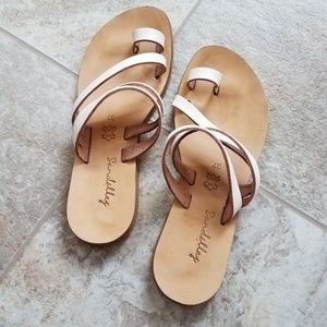Bonnie White Leather Strap Sandals